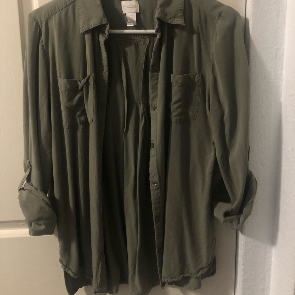 Chico’s Olive Green Button Up
